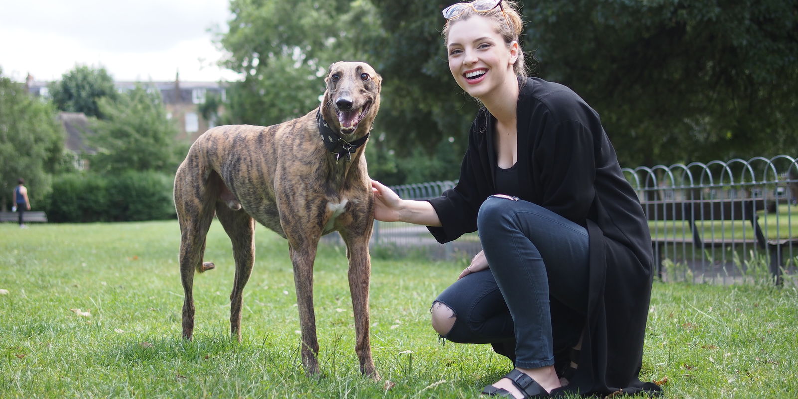 Estee and her greyhound Reggie
